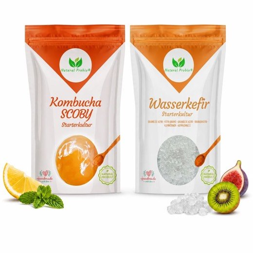 Duo Natural Probio: Wasserkefir-Kristalle und Kombucha-SCOBY